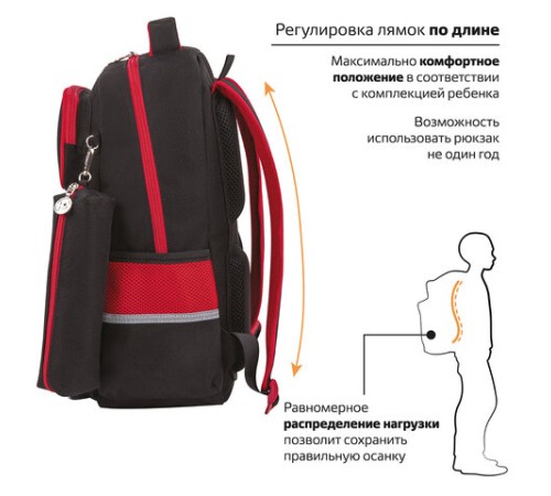 Рюкзак ЮНЛАНДИЯ COMPLETE, с пеналом в комплекте, эрго-спинка, 