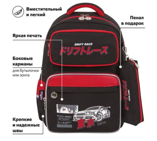 Рюкзак ЮНЛАНДИЯ COMPLETE, с пеналом в комплекте, эрго-спинка, 