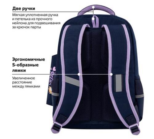 Рюкзак ЮНЛАНДИЯ COMPLETE, с пеналом в комплекте, эрго-спинка, 