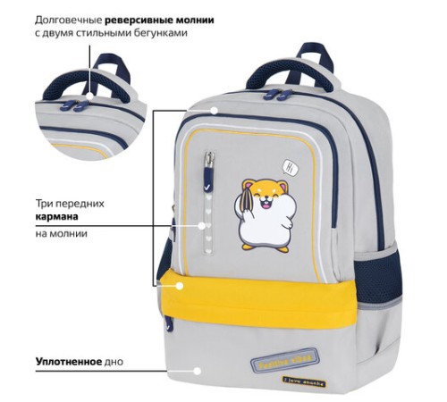 Рюкзак BRAUBERG STAR, 1 отделение, 5 карманов, 