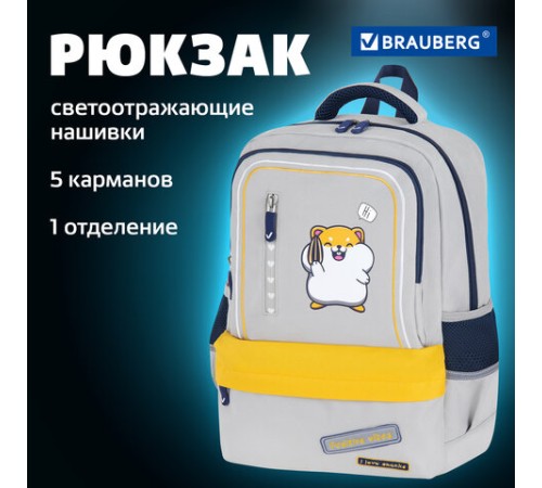 Рюкзак BRAUBERG STAR, 1 отделение, 5 карманов, 