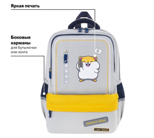 Рюкзак BRAUBERG STAR, 1 отделение, 5 карманов, 