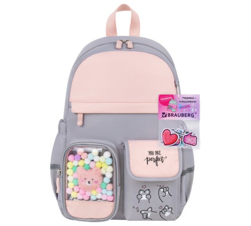 Рюкзак BRAUBERG PASTEL с термонашивками в комплекте, 