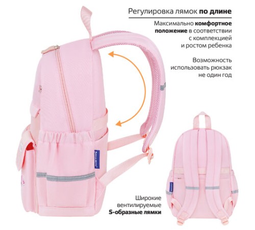 Рюкзак BRAUBERG PASTEL с термонашивками в комплекте, 