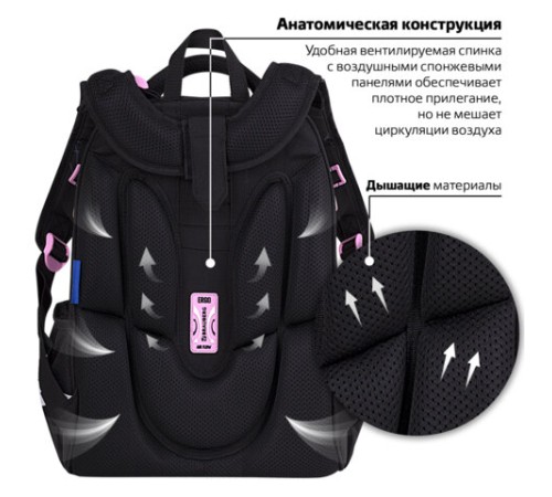 Ранец BRAUBERG LUMINOUS, 2 отделения, с брелоком, 