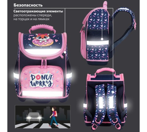 Ранец ЮНЛАНДИЯ WISE, 1 отделение, 3 кармана, устойчивое дно, 