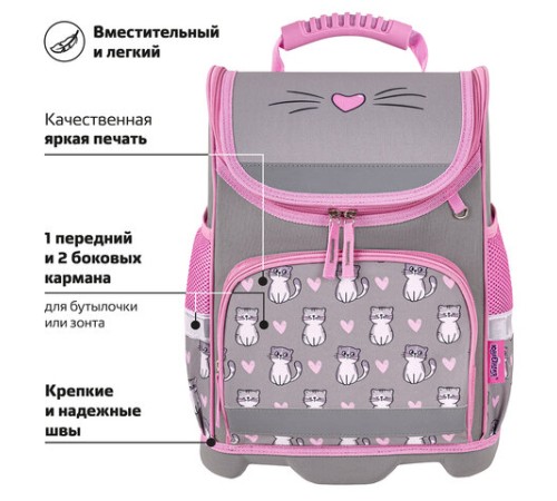 Ранец ЮНЛАНДИЯ WISE, 1 отделение, 3 кармана, устойчивое дно, 