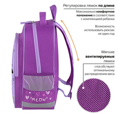 Рюкзак ПИФАГОР SCHOOL, 1 отделение, 3 кармана, 