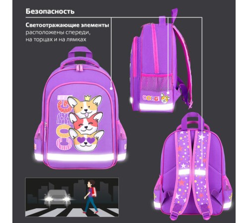 Рюкзак ПИФАГОР SCHOOL, 1 отделение, 3 кармана, 