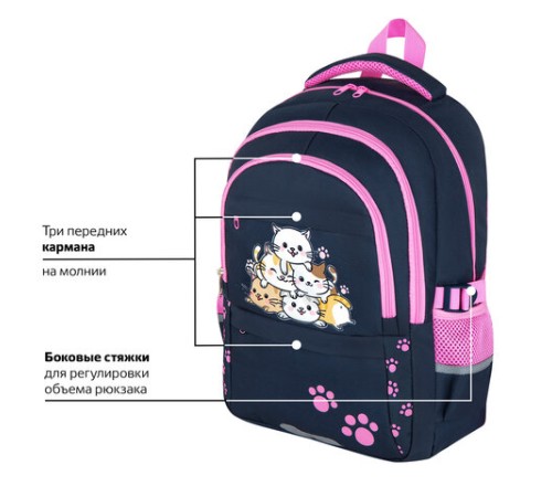 Рюкзак BRAUBERG VIBE, 2 отделения, 5 карманов, 