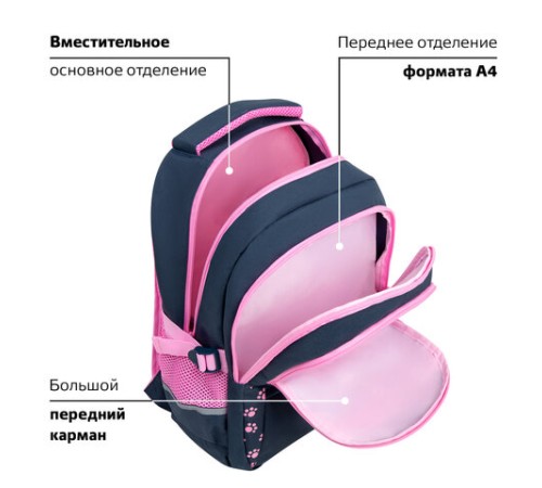 Рюкзак BRAUBERG VIBE, 2 отделения, 5 карманов, 