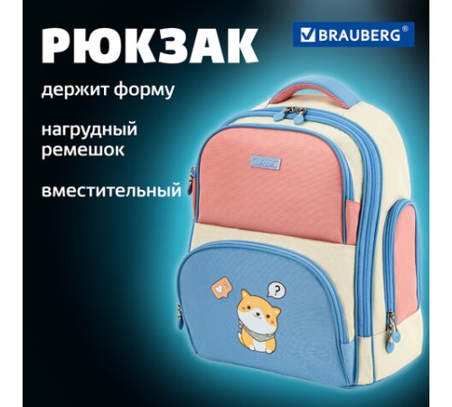 Рюкзак BRAUBERG CLASSIC, легкий каркас, премиум материал, 