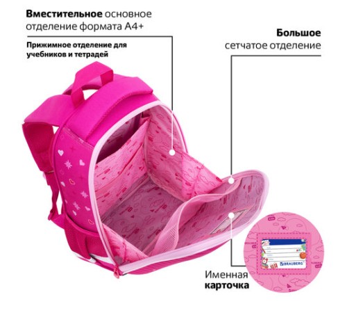 Ранец BRAUBERG KIDS START, 1 отделение, 2 кармана, 