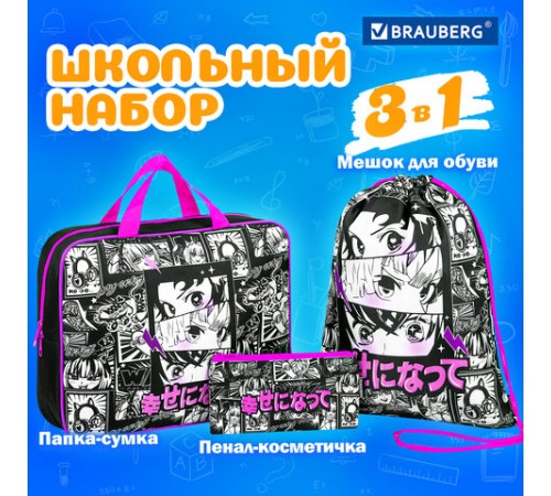 Папка на молнии с ручками А4, мешок для обуви 42х33 см, пенал 20х10 см, 