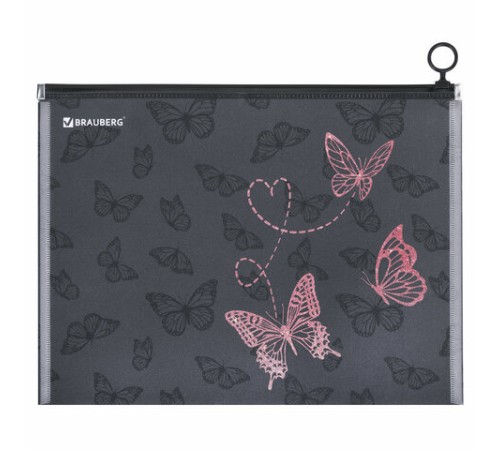 Папка для тетрадей BRAUBERG А4, 1 отделение, пластик, на zip-lock-молнии, 