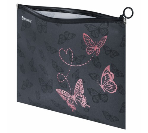 Папка для тетрадей BRAUBERG А4, 1 отделение, пластик, на zip-lock-молнии, 