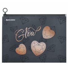 Папка для тетрадей BRAUBERG А4, 1 отделение, пластик, на zip-lock-молнии, 