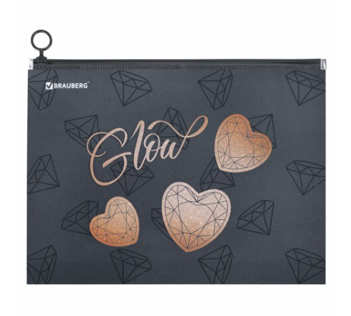 Папка для тетрадей BRAUBERG А4, 1 отделение, пластик, на zip-lock-молнии, 