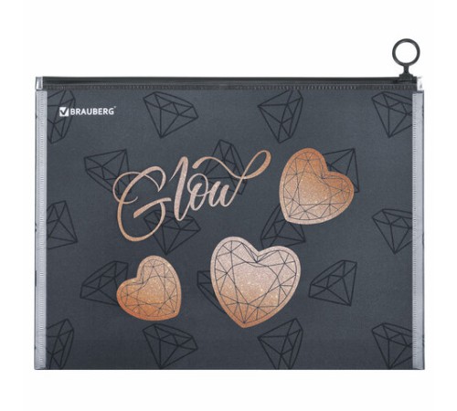 Папка для тетрадей BRAUBERG А4, 1 отделение, пластик, на zip-lock-молнии, 