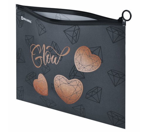 Папка для тетрадей BRAUBERG А4, 1 отделение, пластик, на zip-lock-молнии, 