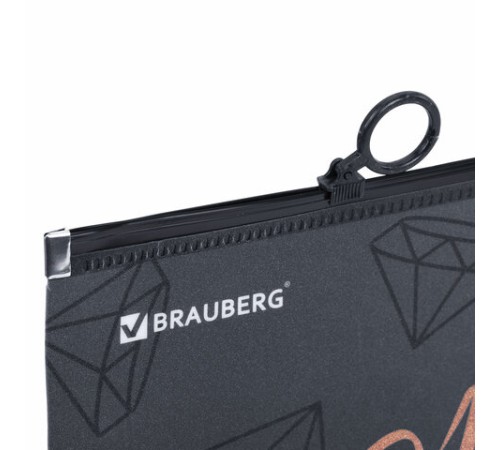 Папка для тетрадей BRAUBERG А4, 1 отделение, пластик, на zip-lock-молнии, 