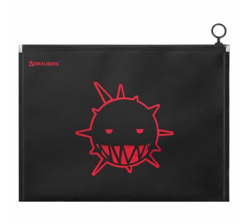 Папка для тетрадей BRAUBERG А4, 1 отделение, пластик, на zip-lock-молнии, 