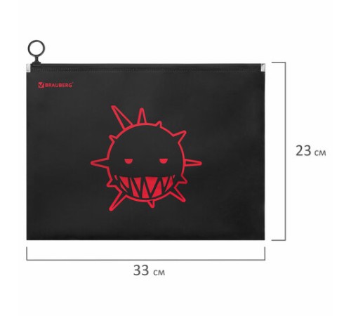 Папка для тетрадей BRAUBERG А4, 1 отделение, пластик, на zip-lock-молнии, 