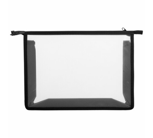 Папка для тетрадей А4 ПИФАГОР, пластик, молния сверху, прозрачная, черный, 272107