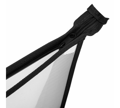 Папка для тетрадей А4 ПИФАГОР, пластик, молния сверху, прозрачная, черный, 272107