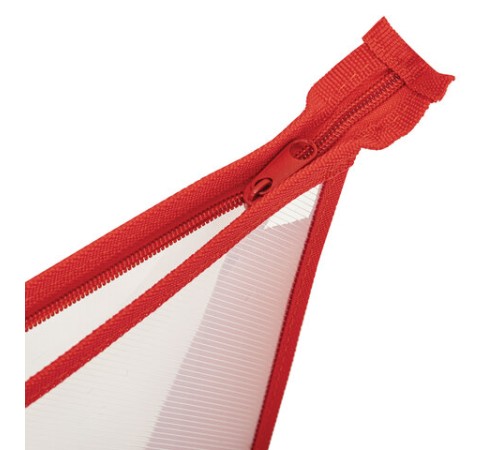 Папка для тетрадей А4 ПИФАГОР, пластик, молния сверху, прозрачная, красный, 272108