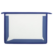 Папка для тетрадей А4 ПИФАГОР, пластик, молния сверху, прозрачная, синий, 272109