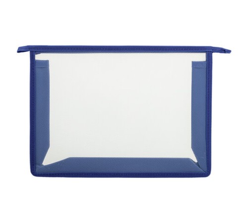 Папка для тетрадей А4 ПИФАГОР, пластик, молния сверху, прозрачная, синий, 272109