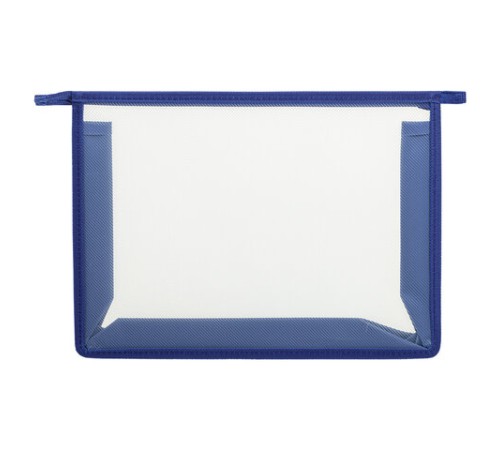 Папка для тетрадей А4 ПИФАГОР, пластик, молния сверху, прозрачная, синий, 272109