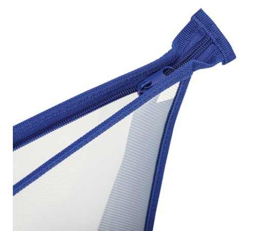 Папка для тетрадей А4 ПИФАГОР, пластик, молния сверху, прозрачная, синий, 272109