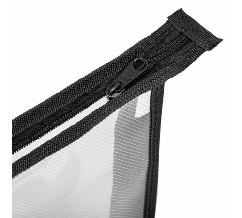 Папка для тетрадей ПИФАГОР А5, пластик, молния сверху, прозрачная, черный, 272113