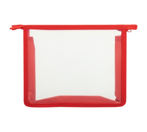 Папка для тетрадей ПИФАГОР А5, пластик, молния сверху, прозрачная, красный, 272114