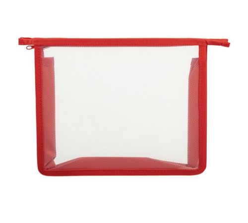 Папка для тетрадей ПИФАГОР А5, пластик, молния сверху, прозрачная, красный, 272114