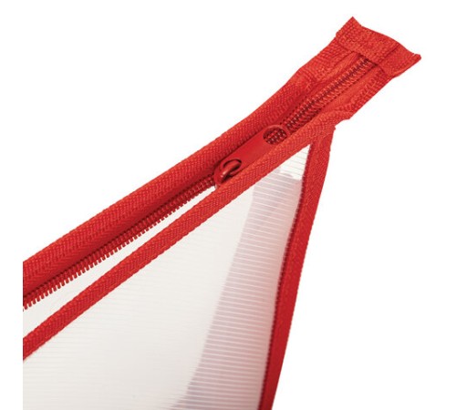 Папка для тетрадей ПИФАГОР А5, пластик, молния сверху, прозрачная, красный, 272114