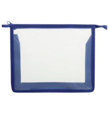 Папка для тетрадей ПИФАГОР А5, пластик, молния сверху, прозрачная, синий, 272115