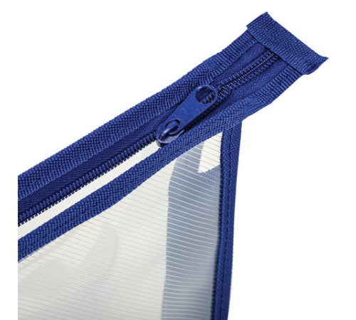 Папка для тетрадей ПИФАГОР А5, пластик, молния сверху, прозрачная, синий, 272115