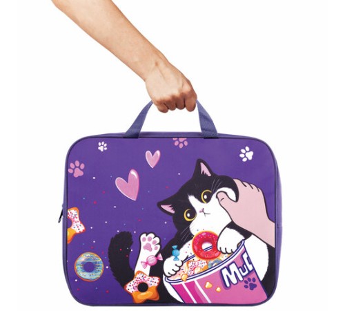 Папка на молнии с ручками BRAUBERG KIDS А4, 1 отделение, полиэстер, 80 мм, 