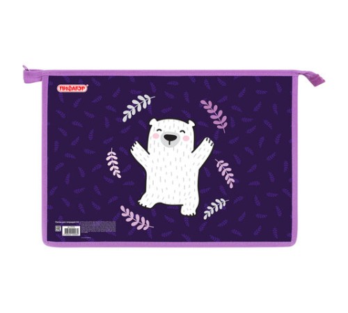 Папка для тетрадей ПИФАГОР А4, 1 отделение, картон/пластик, на молнии, 