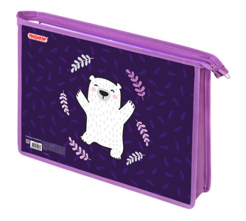 Папка для тетрадей ПИФАГОР А4, 1 отделение, картон/пластик, на молнии, 