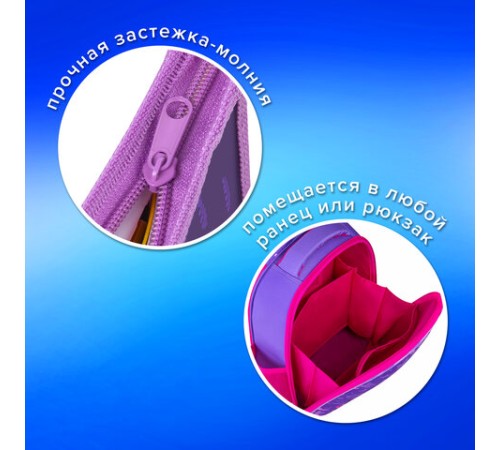 Папка для тетрадей ПИФАГОР А4, 1 отделение, картон/пластик, на молнии, 