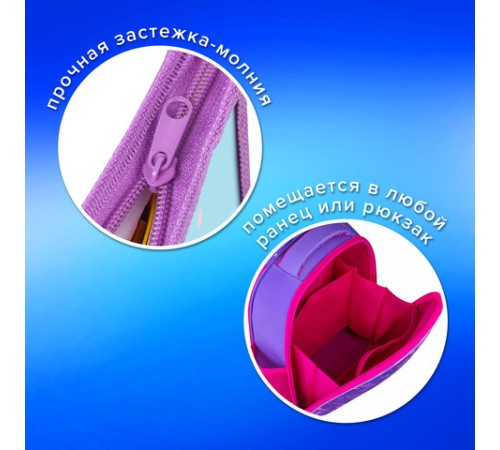 Папка для тетрадей ПИФАГОР А4, 1 отделение, картон/пластик, на молнии, 