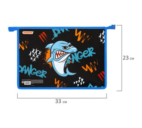 Папка для тетрадей ПИФАГОР А4, 1 отделение, картон/пластик, на молнии, 