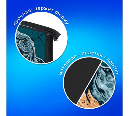 Папка для тетрадей ПИФАГОР А4, 1 отделение, картон/пластик, на молнии, 