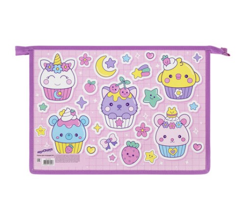 Папка для тетрадей ЮНЛАНДИЯ А4, 1 отделение, картон/пластик, конгрев, на молнии, 