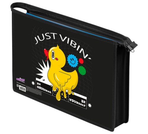 Папка для тетрадей ЮНЛАНДИЯ А4, 1 отделение, картон/пластик, конгрев, на молнии, 