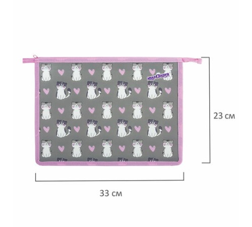 Папка для тетрадей ЮНЛАНДИЯ А4, 1 отделение, пластик, на молнии, 